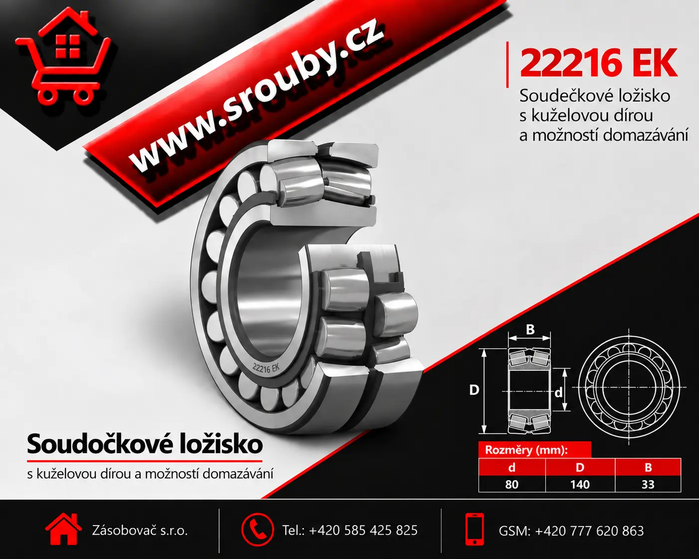 Soudečkové ložisko - 22216 EK  - SKF