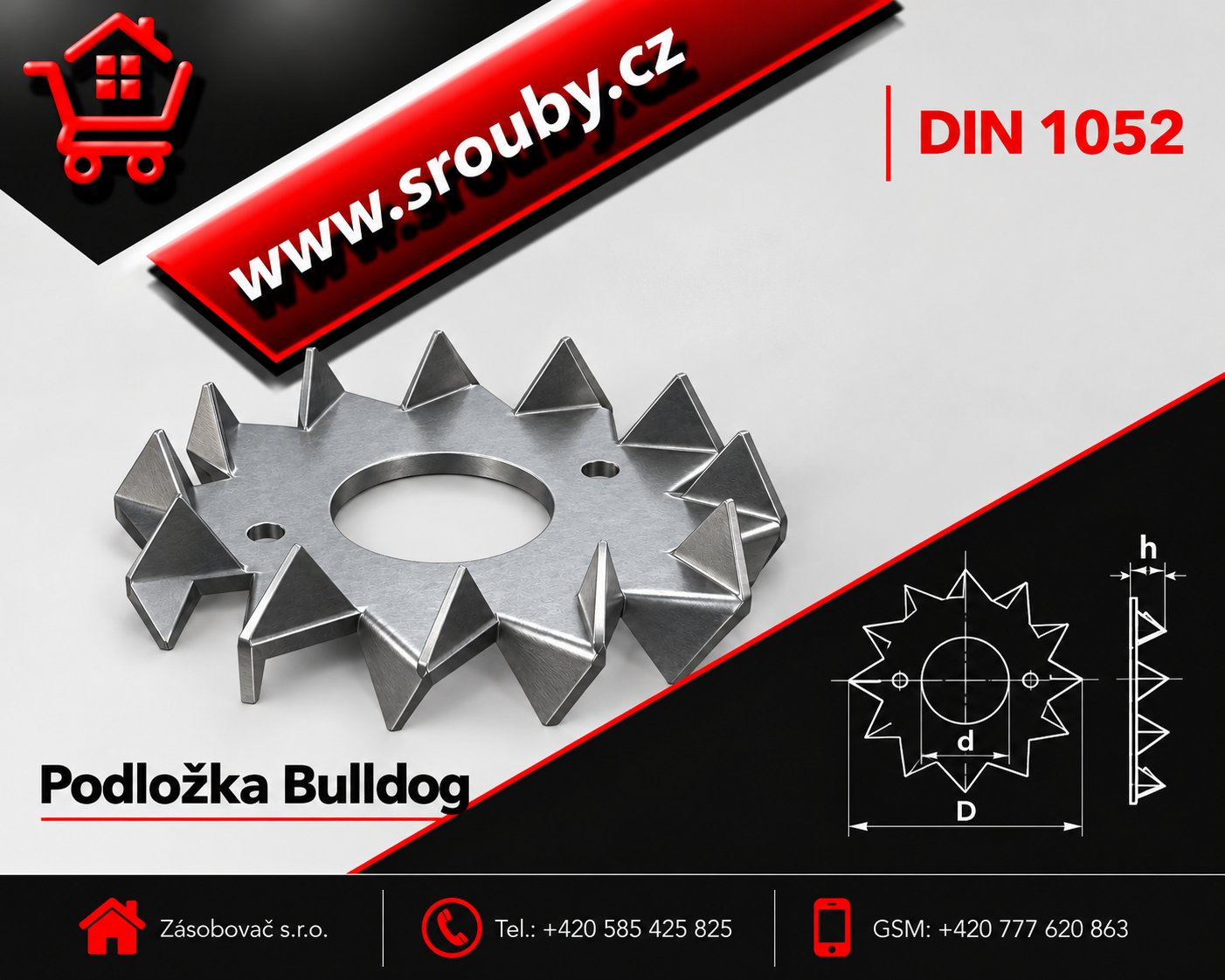 P 17/50 DIN 1052 - Podlozka oboustranně ozubená pro dřevěné konstrukce BULLDOG zinek bílý