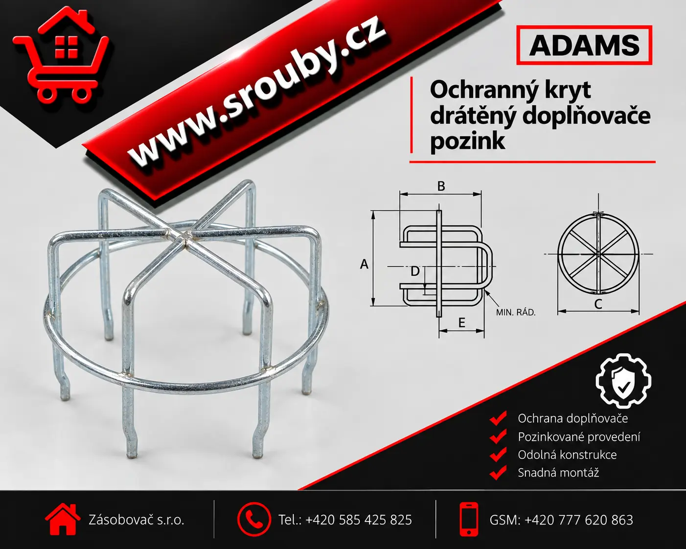 Ochranný kryt drátěný doplňovače pozink (guard level oiler ) WG 120