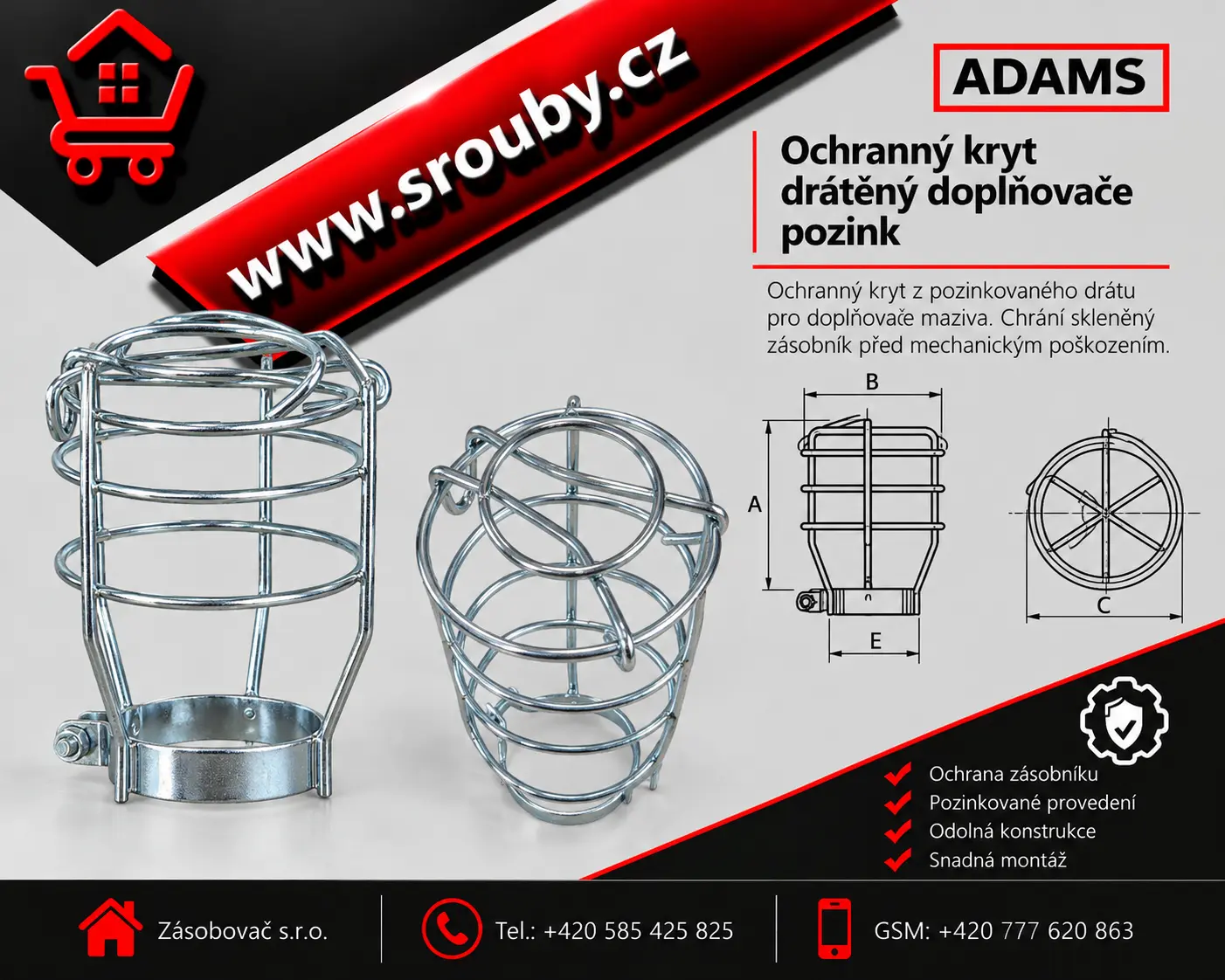 Ochranný kryt drátěný doplňovače pozink (guard level oiler ) WG 220