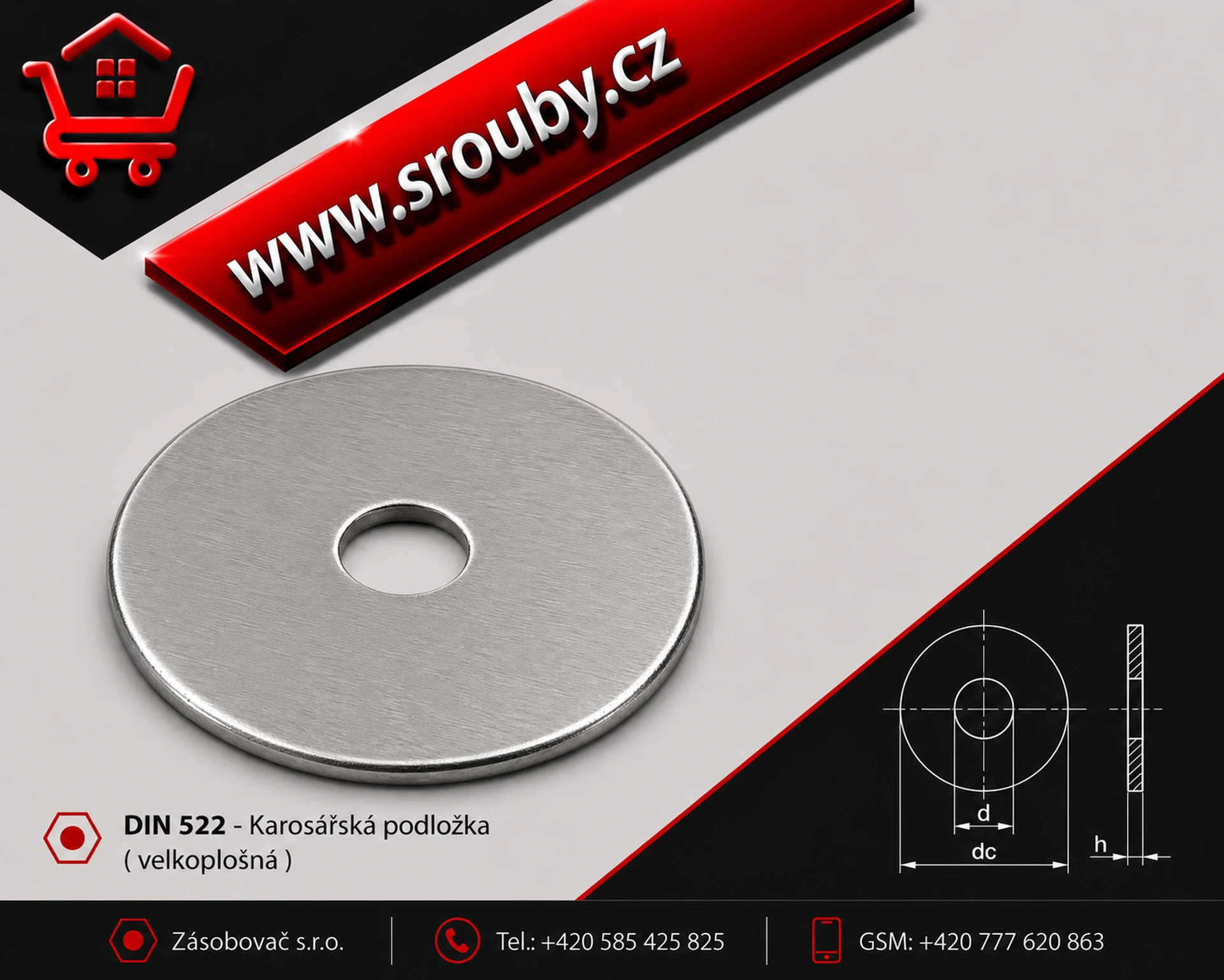 P  10,5x30x1,25 - DIN 522- ocel - zinek bílý - Podložka karosářská ( velkoplošná )